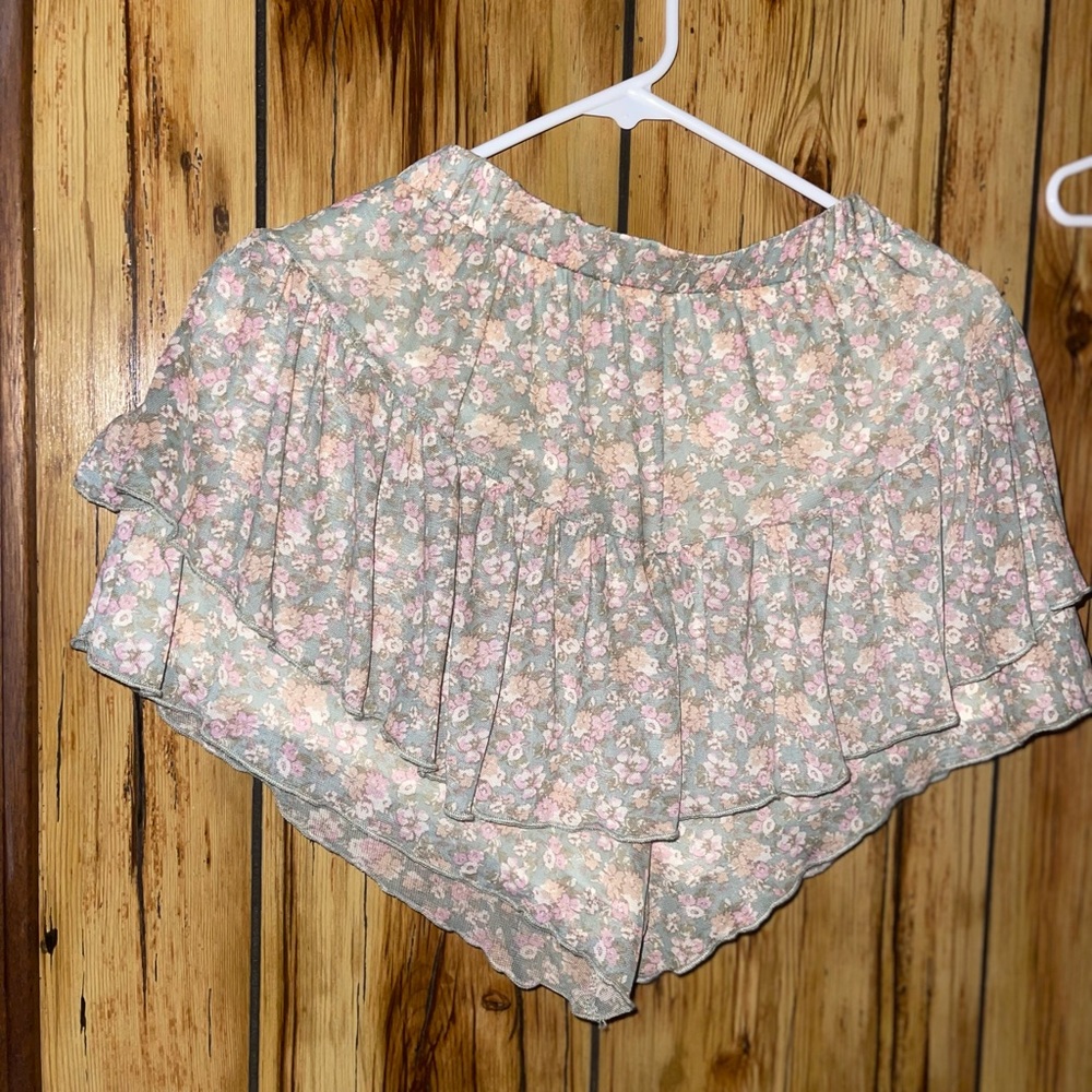 Altar'd State Pastel High Rise Floral Mini Skirt W/ Built In Shorts - Picture 2 of 5